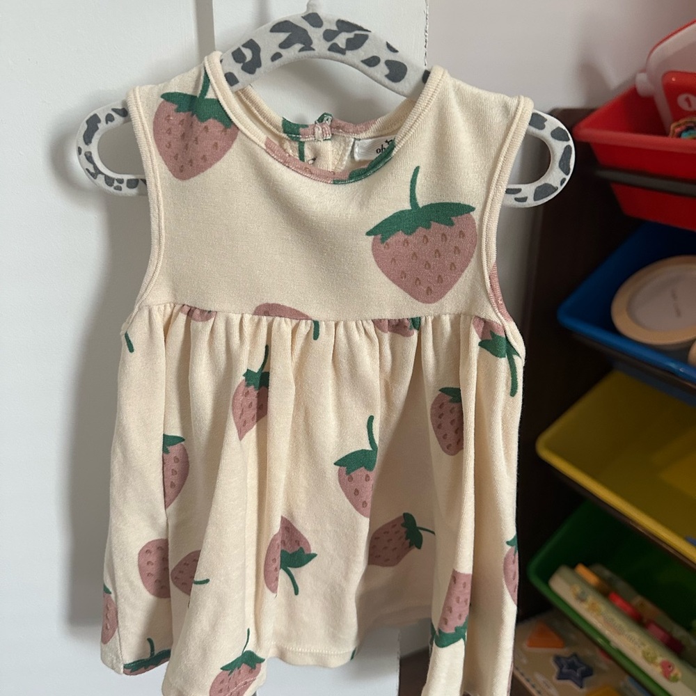 OH BABY! Cotton Terry Tank Dress, Strawberry Print
 12-18 months